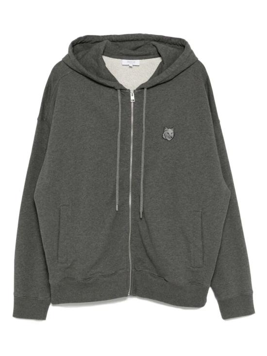 26FW 메종키츠네 폭스 헤드 지퍼 오버사이즈 후드 자켓 PM02138KM0340 H170 DARK GREY MELANGE