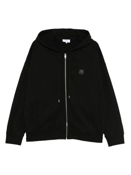 26FW 메종키츠네 폭스 헤드 지퍼 오버사이즈 후드 자켓 PM02138KM0340 P199 BLACK