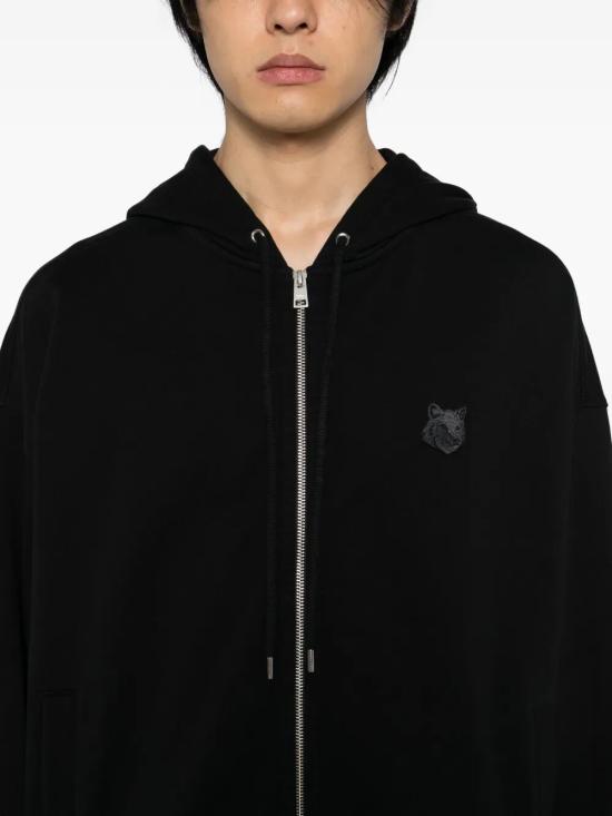 26FW 메종키츠네 폭스 헤드 지퍼 오버사이즈 후드 자켓 PM02138KM0340 P199 BLACK - MAISON KITSUNE