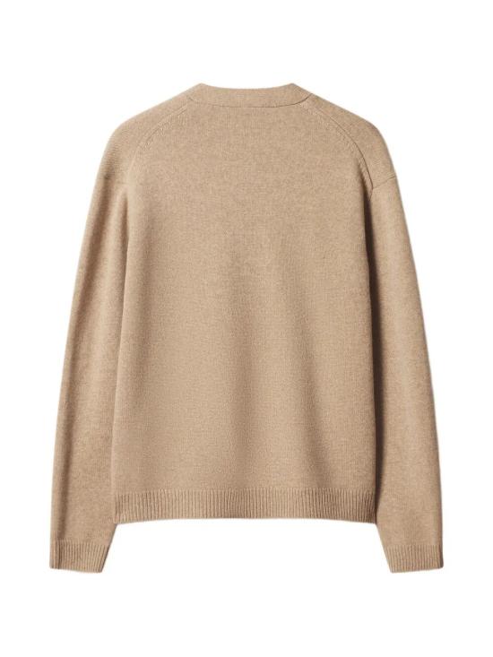 26FW 메종키츠네 폭스 헤드 인타르시아 메리노 가디건 PM00509KM0329 0626 TAUPE MELANGE DUSTY BEIGE - MAISON KITSUNE