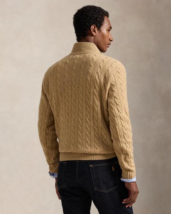  폴로 랄프로렌 포니 자수 케이블 니트 점퍼 710876766006 CAMEL MELANGE - POLO RALPH LAUREN