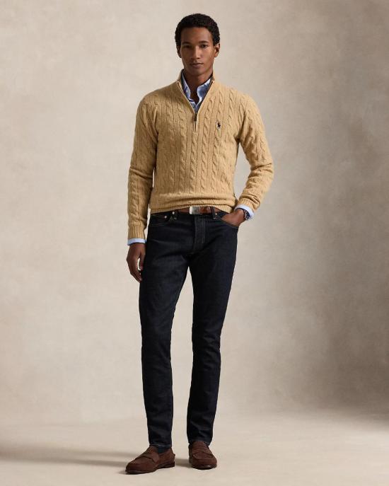 폴로 랄프로렌 포니 자수 케이블 니트 점퍼 710876766006 CAMEL MELANGE - POLO RALPH LAUREN