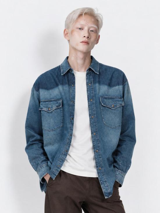 26FW 마르지엘라 셔츠 S50DT0084M30021 964 OLD BLUE SPOTS - MAISON MARGIELA