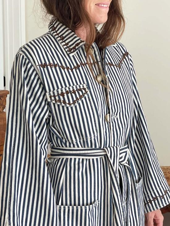  The Ludlow Shop 트렌치 코트 러들로우 샵 웨스턴 자수 올리버 데님 트렌치 레일로드 스트라이프 - OTHER BRANDS