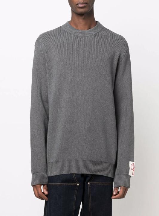 26FW 골든구스 로고 코튼 라운드넥 스웨터 GMP00841 P00066260304 DARK GREY MELANGE - GOLDEN GOOSE