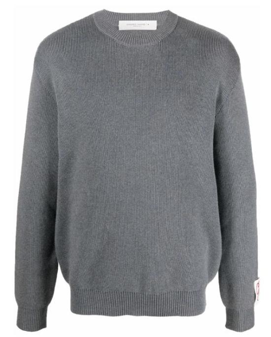 26FW 골든구스 로고 코튼 라운드넥 스웨터 GMP00841 P00066260304 DARK GREY MELANGE