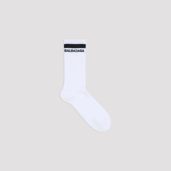 26FW 발렌시아가 로고 삭스 A001O9 4F1B5 9060 WHITE BLACK