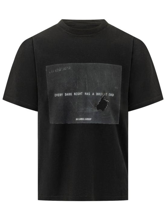 26FW 44레이블 반팔 티셔츠 B0030672FA776 P808 BLACK MOTTO DIRTY WHITE