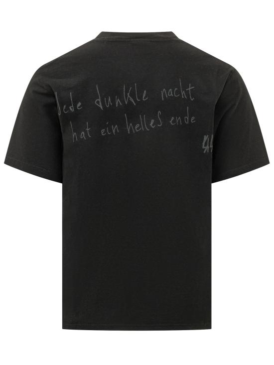 26FW 44레이블 반팔 티셔츠 B0030672FA776 P808 BLACK MOTTO DIRTY WHITE - 44 LABEL