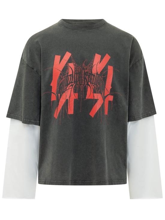 26FW 44레이블 반팔 티셔츠 B0030674FA724 P831 FADED BLACK SP 2 HIGH RED