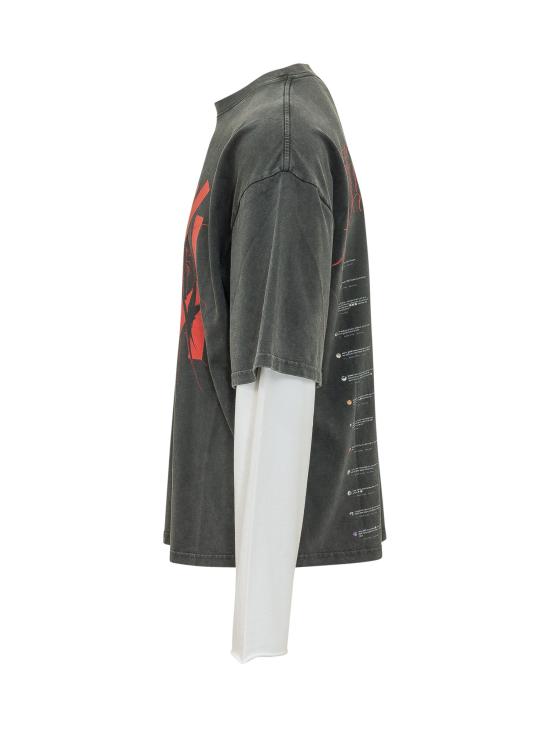 26FW 44레이블 반팔 티셔츠 B0030674FA724 P831 FADED BLACK SP 2 HIGH RED - 44 LABEL