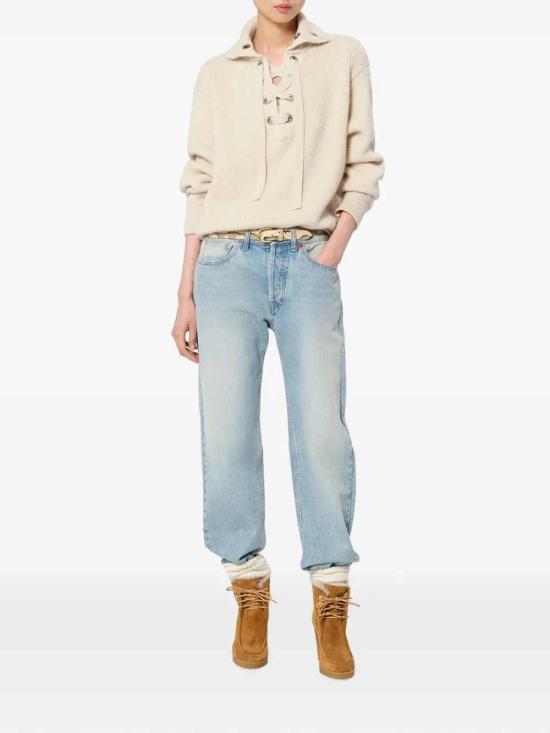 26FW 이자벨마랑 이달리아 울 알파카 레이스업 니트 스웨터 PU1009FAD4L01I 23EC ECRU - ISABEL MARANT