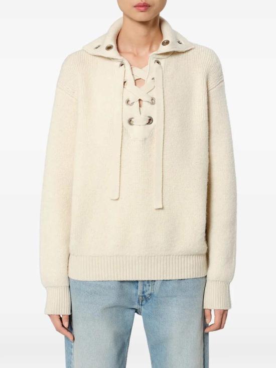 26FW 이자벨마랑 이달리아 울 알파카 레이스업 니트 스웨터 PU1009FAD4L01I 23EC ECRU - ISABEL MARANT