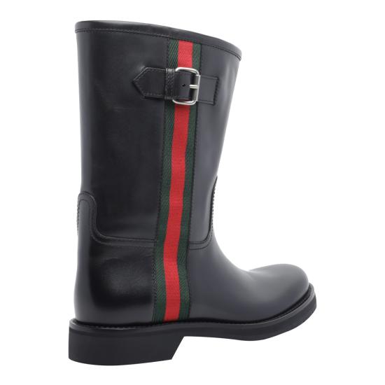 26FW 구찌 웹 디테일 레더 컴뱃 부츠 A006FS AAHEX1060 BLACK - GUCCI