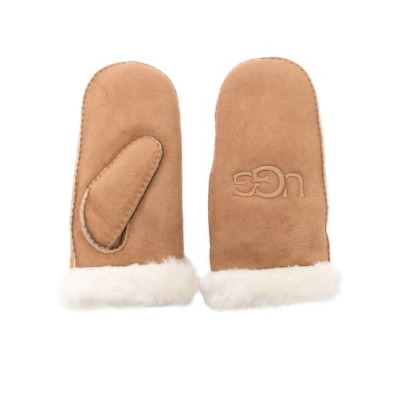 26FW 어그 셔링 자수 미튼 장갑 20932 SHEEPSKIN CHE BROWN NEUTRALS