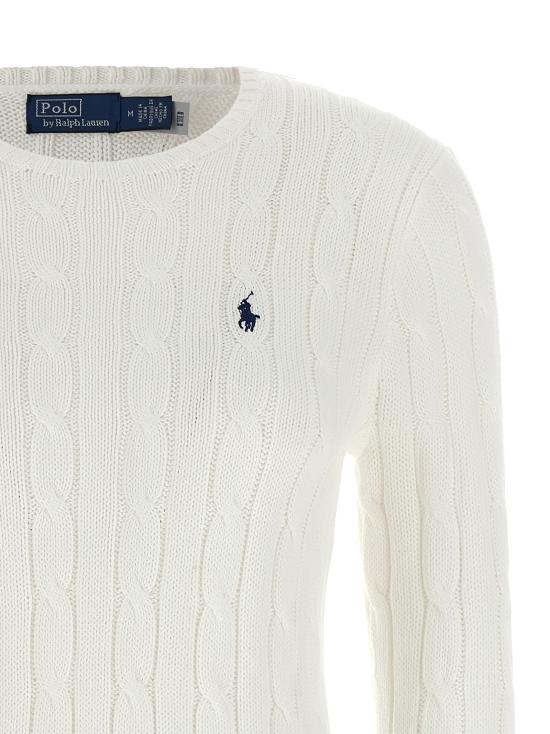 26FW 폴로 랄프로렌 포니 로고 피마코튼 케이블 니트 스웨터 211971869007 White - POLO RALPH LAUREN