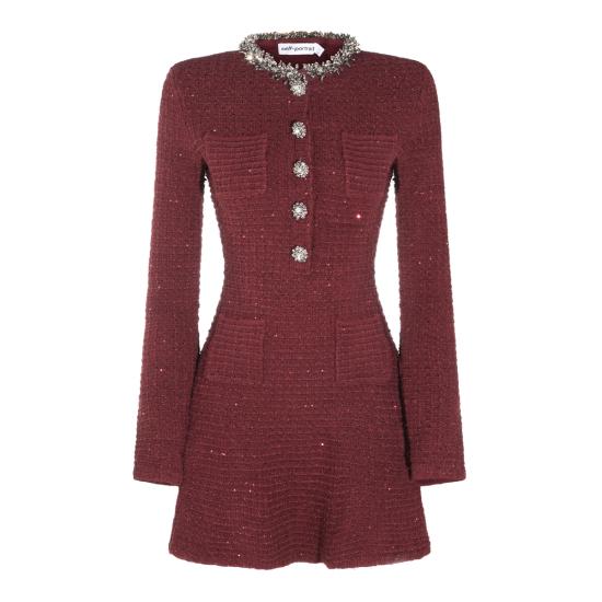 26FW 셀프 포트레이트 미디 원피스 SC26152S BU BURGUNDY