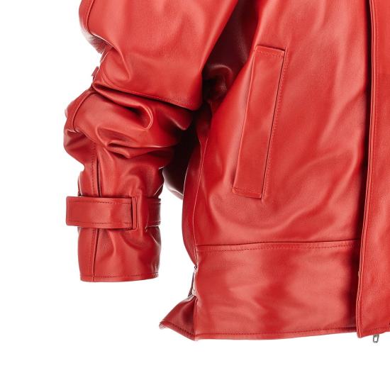 26FW 발렌시아가 가죽 라운드 봄버 재킷 A009FDTUS11 Red - BALENCIAGA