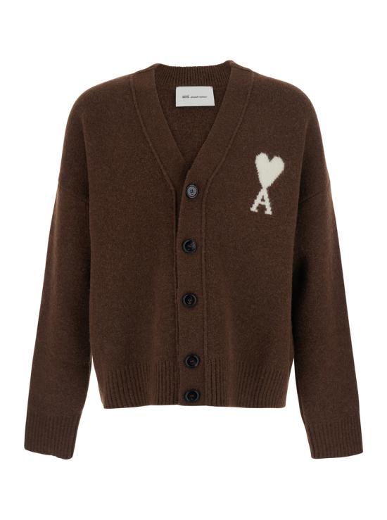26FW 아미 빅 하트 로고 알파카 니트 가디건 UKC365KN0135A362 Brown