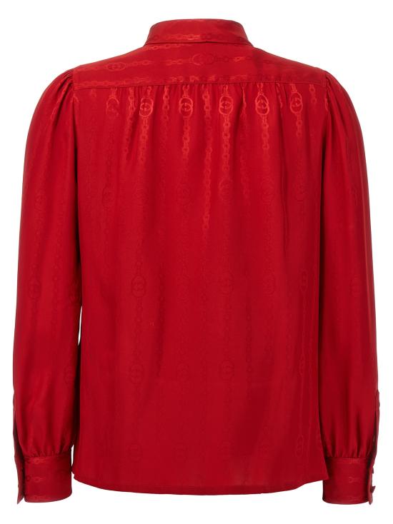 26FW 구찌 인터로킹 G 체인 실크 자카드 셔츠 865102ZAM486199 Red - GUCCI