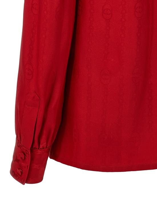 26FW 구찌 인터로킹 G 체인 실크 자카드 셔츠 865102ZAM486199 Red - GUCCI