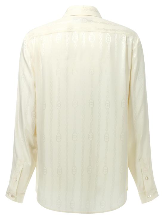 26FW 구찌 인터로킹 G 체인 실크 자카드 셔츠 872007ZAM489050 White - GUCCI