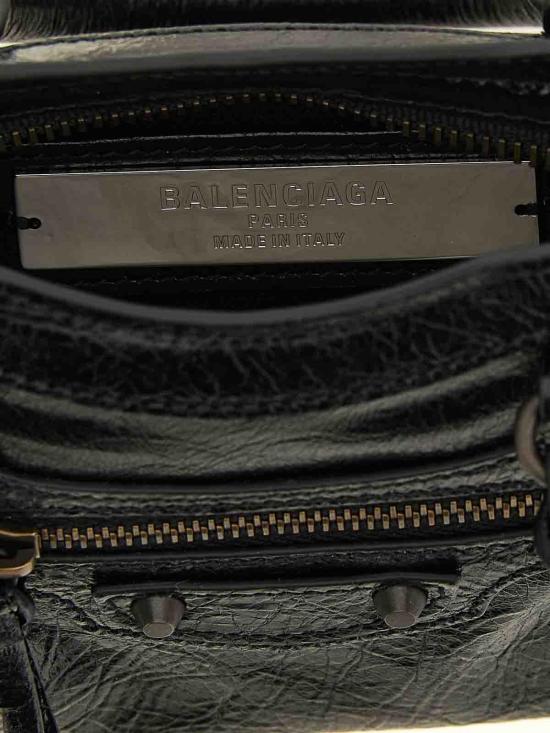  발렌시아가 르 시티 나노 램스킨 탑핸들 토트백 8657642ACFH1000 BLACK - BALENCIAGA
