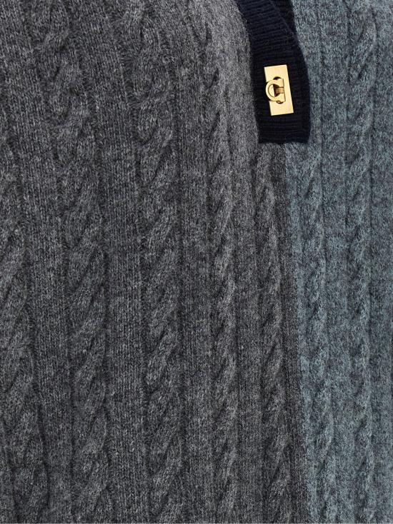  살바토레 페라가모 스웨터 LD798111GRIGIOMNAVYSEAGLAS GRAY - SALVATORE FERRAGAMO