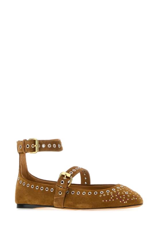 26FW 이자벨마랑 발레리나 스터드 스웨이드 발레 플랫슈즈 BN0037FAD3A39S 50CO COGNAC - ISABEL MARANT