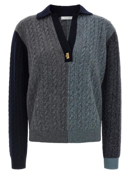  살바토레 페라가모 스웨터 LD798111GRIGIOMNAVYSEAGLAS GRAY