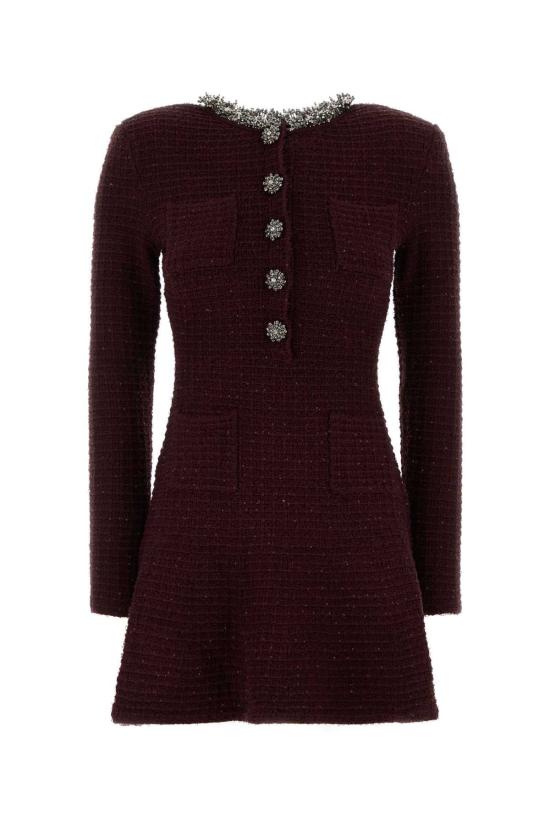 26FW 셀프 포트레이트 원피스 SC26152SBU BURGUNDY