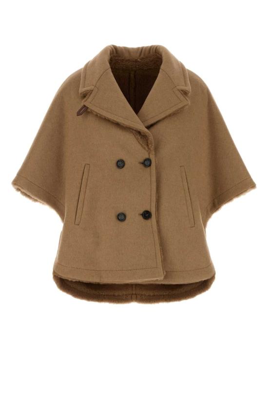 26FW 막스마라 더블 브레스트 리버시블 카멜 헤어 케이프 코트 2624736022600 001 BEIGE