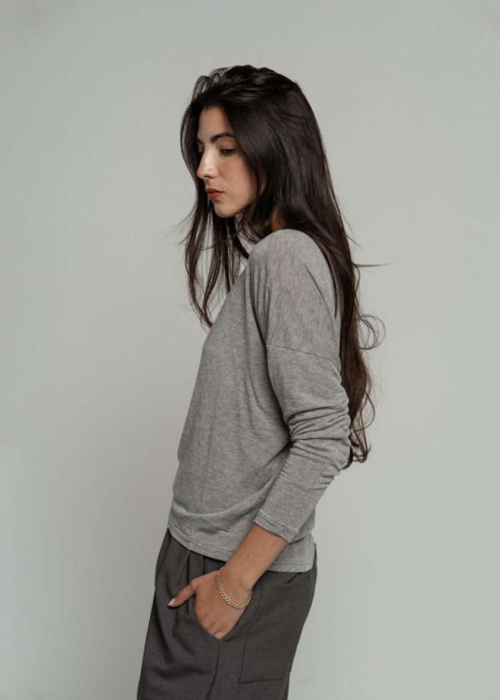  파드칼레 스웨터 Pas De Calais 캐시미어 저지 보트넥 탑 그레이 - PAS DE CALAIS