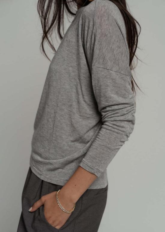  파드칼레 스웨터 Pas De Calais 캐시미어 저지 보트넥 탑 그레이 - PAS DE CALAIS