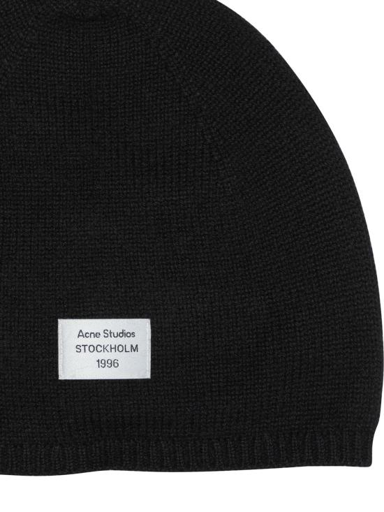 26FW 아크네 스튜디오 로고 패치 캐시미어 비니 로고 패치 캐시미어 비니 C40480900 Black - ACNE STUDIOS