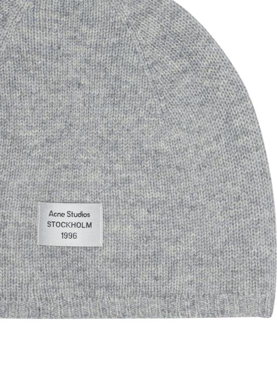 26FW 아크네 스튜디오 로고 패치 캐시미어 비니 로고 패치 캐시미어 비니 C40480BIS Grey - ACNE STUDIOS