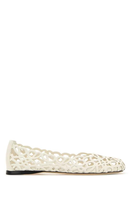 26FW 로에베 페탈 아나그램 램스킨 발레리나 LLST466X17 WHITE