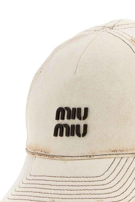 26FW 미우미우 포플린 로고 베이스볼 캡 5HC37M2G84 F0009 WHITE - MIU MIU