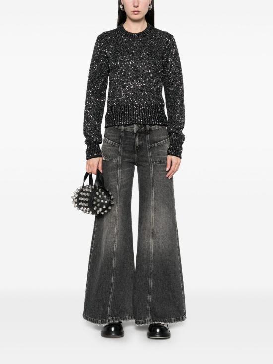  골든구스 전면 시퀸 울 블렌드 크롭 스웨터 GWP01165P00182390100 P25 BLACK - GOLDEN GOOSE