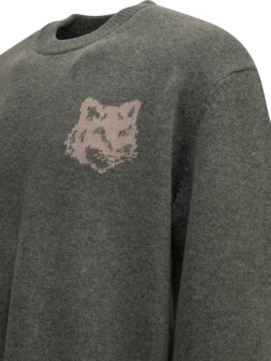 26FW 메종키츠네 폭스 헤드 인타르시아 메리노 스웨터 PM00816KM03290627 Grey - MAISON KITSUNE