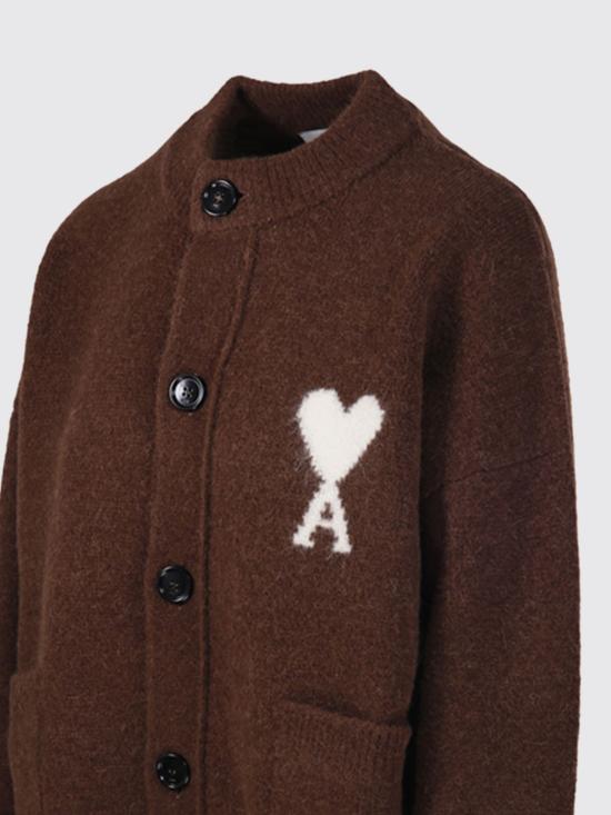 26FW 아미 ADC 하트 인타르시아 알파카 니트 가디건 UKC366KN0135 A362 Brown - AMI