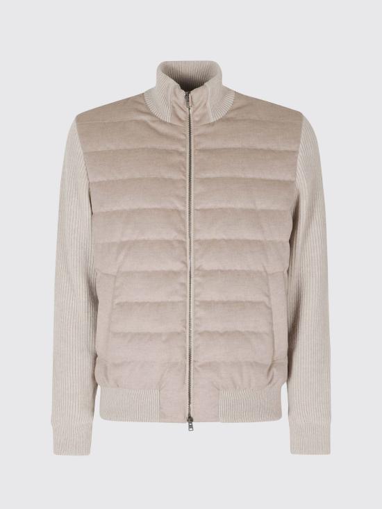 26FW 에르노 하이칼라 퀼티드 니트 가디건 PI00121UR12934 1985 Sand - HERNO