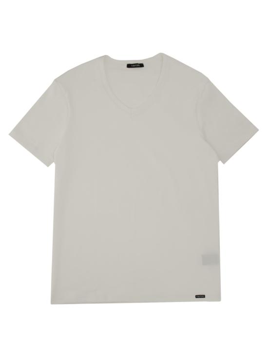 26FW 톰포드 V넥 반팔 티셔츠 T4M091040 100 WHITE - TOMFORD