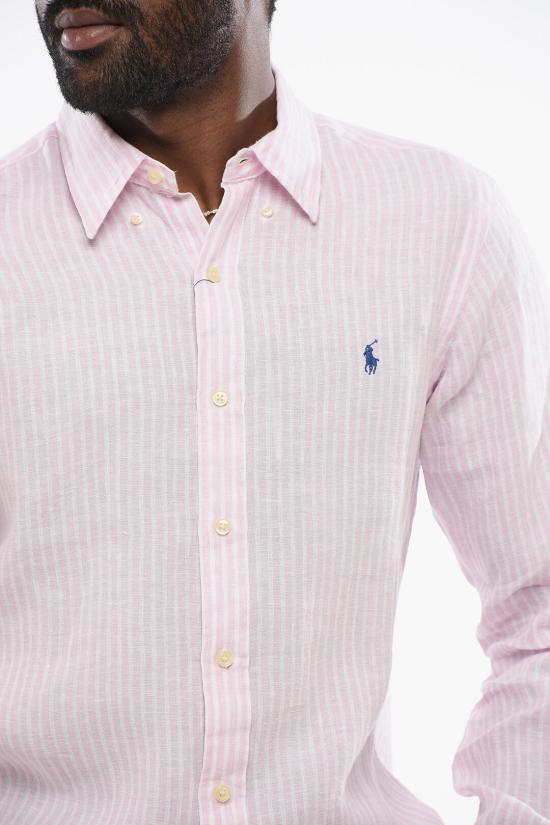  폴로 랄프로렌 긴팔 셔츠 710873446002 Bianco Rosa - POLO RALPH LAUREN