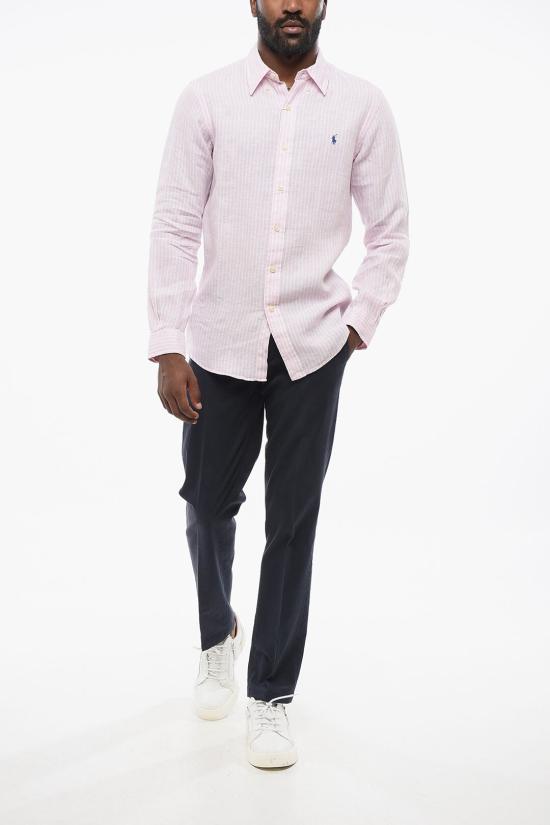  폴로 랄프로렌 긴팔 셔츠 710873446002 Bianco Rosa - POLO RALPH LAUREN