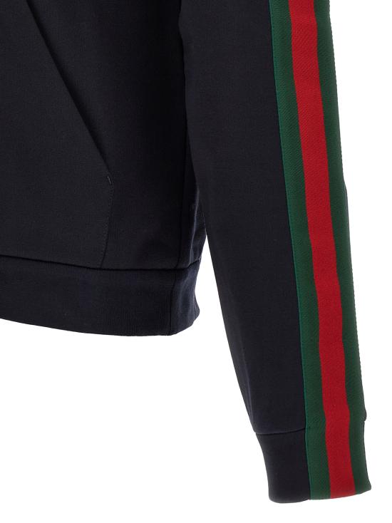 26FW 구찌 웹 실크 코튼 저지 지퍼 재킷 872244XJH0N4816 Blue - GUCCI