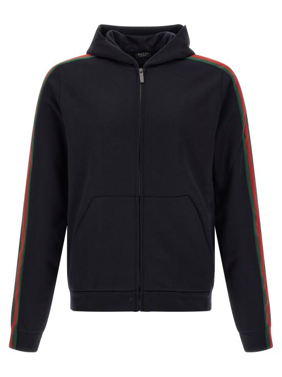 26FW 구찌 웹 실크 코튼 저지 지퍼 재킷 872244XJH0N4816 Blue