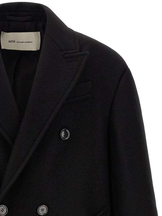 26FW 아미 울 더블 브레스트 롱 코트 HCO458WV0078001 Black - AMI