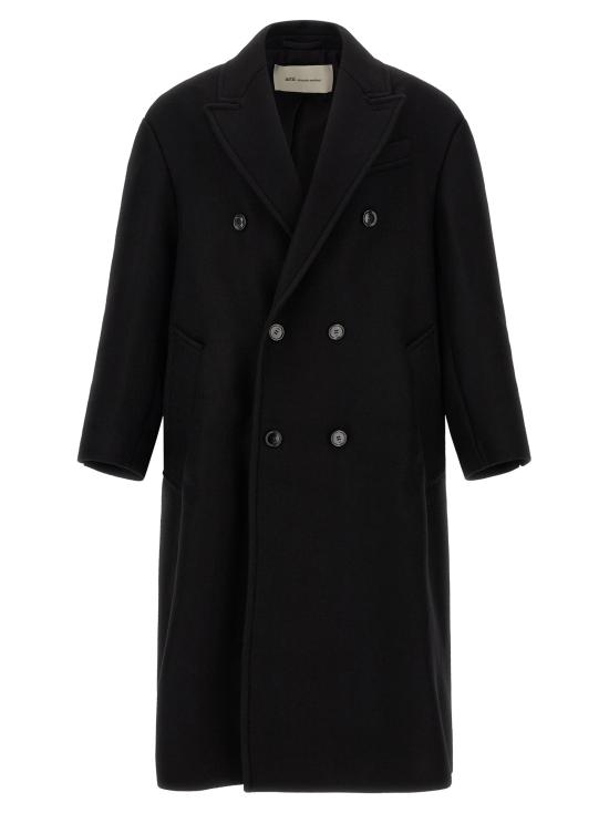 26FW 아미 울 더블 브레스트 롱 코트 HCO458WV0078001 Black