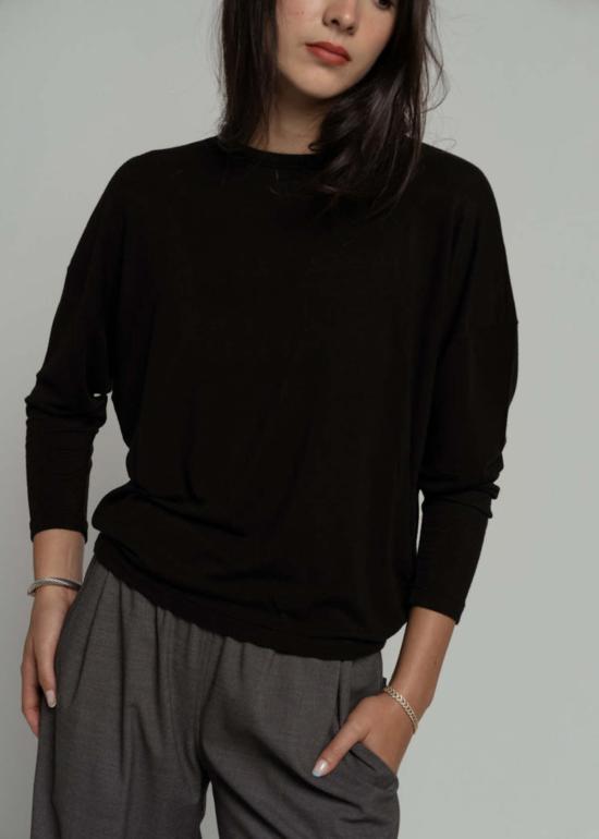 파드칼레 스웨터 Pas De Calais 캐시미어 저지 보트넥 탑 블랙 - PAS DE CALAIS